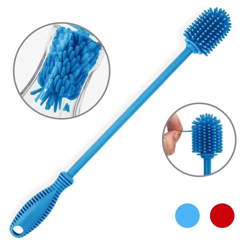 Durable Cup Washing Brush Portable Silicone Long Handle Bottle Brush Hang Hole Design Easy Storage Cleaning Bottle Brushes