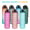 1L 32 OzCustom Plastic Straw Strainer Filter Gym Sports BPA Free Tritan Motivational Water Bottle With Time Marker
