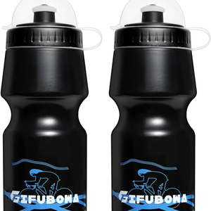 Bike Water Bottles with Holder - Cycling Mountain Squeeze Bottle - 2 Pack - 24oz Black