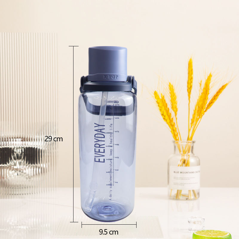Large Capacity 1600ml Portable Sports Reusable Gym Drinking Cup Bpa Free Plastic Water Bottle with Time Marker