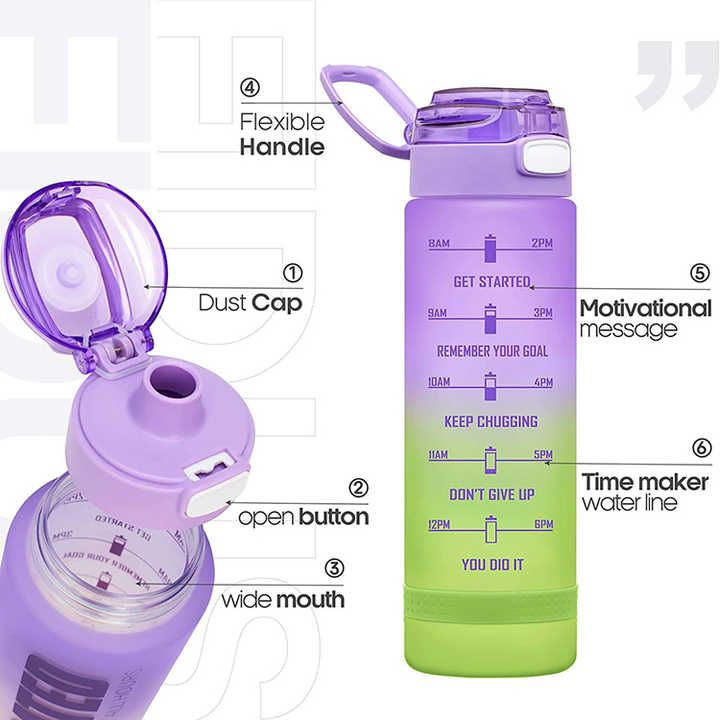 Botella De Agua Motivacional Negocios Mouth Plastic Sports Cute Water Bottle for Girls Women for School Bottles