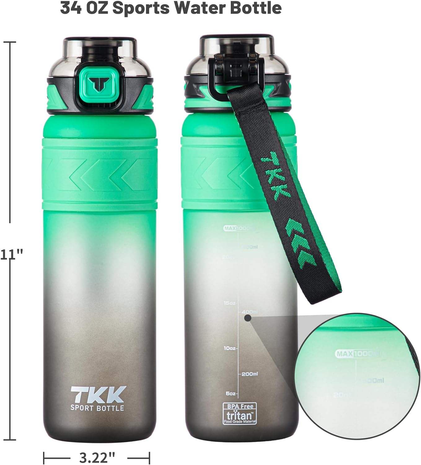 Custom Logo OEM Factory 32oz Water Bottle with Straw BPA Free Leakproof Plastic Bottle Dishwasher Safe Tritan Sports Bottle