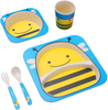Rpet Plastic Kids Eat Lunch Eat Dinner Plate with Plate Bowl Cup Fork and Spoon 5 Sets Eco-friendly Tableware
