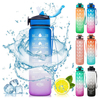 Workout Sport Custom Logo Insulated Straw Strainer Tritan 1L Plastic Motivational Water Bottles with Time Marker