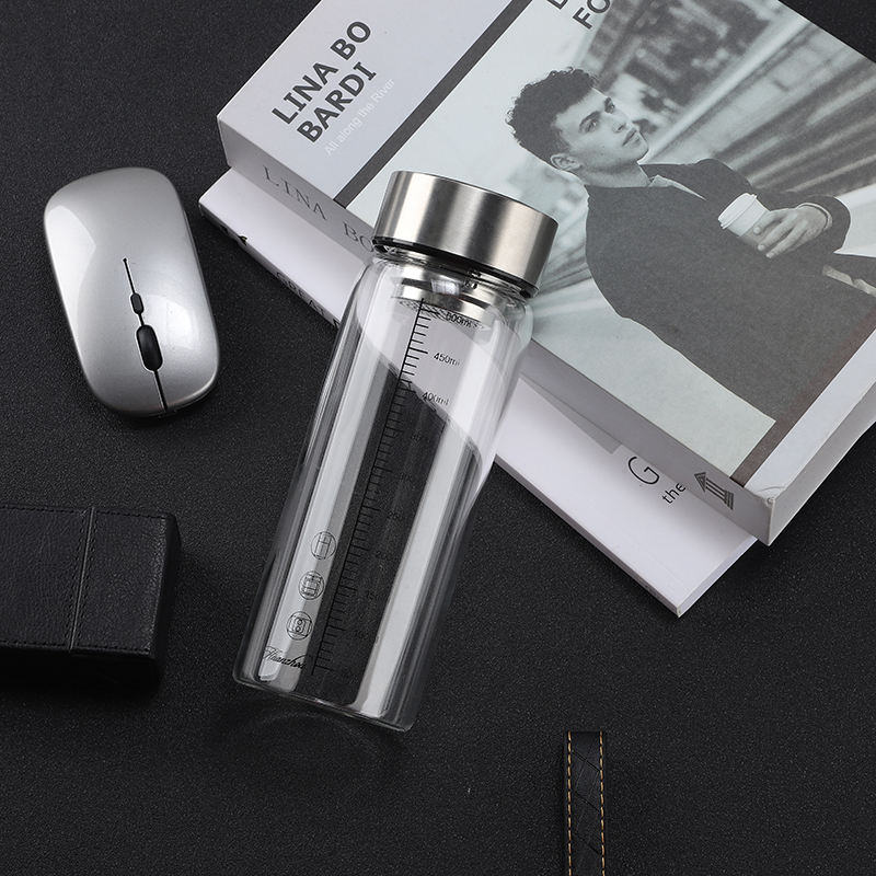 Custom Logo Customized 260Ml Clear Borosilicate Tea Glass Water Bottle for Drinking Water With Temperature Display