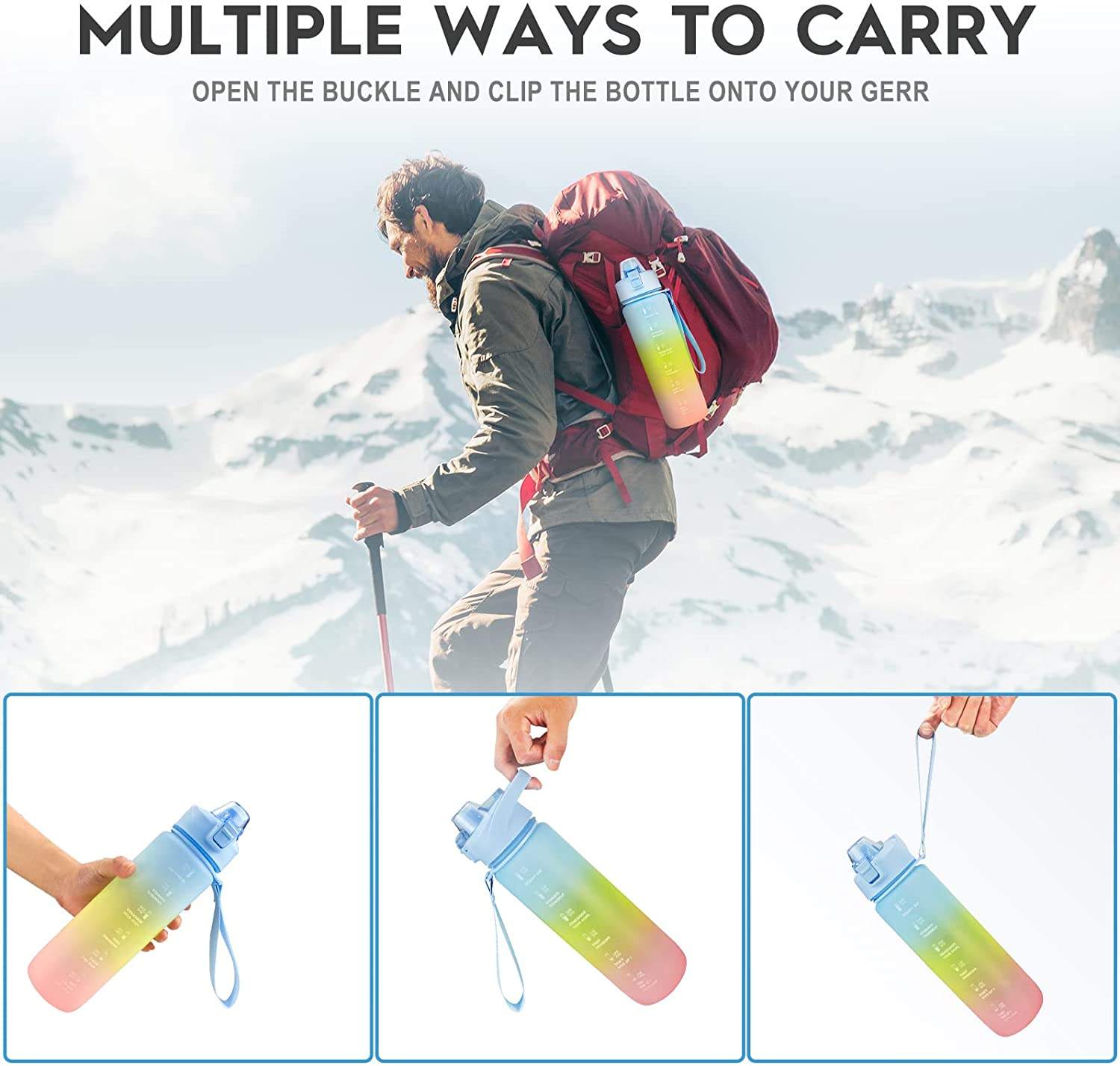 1000ml BPA-Free Tritan Plastic Water Bottle Without Straw