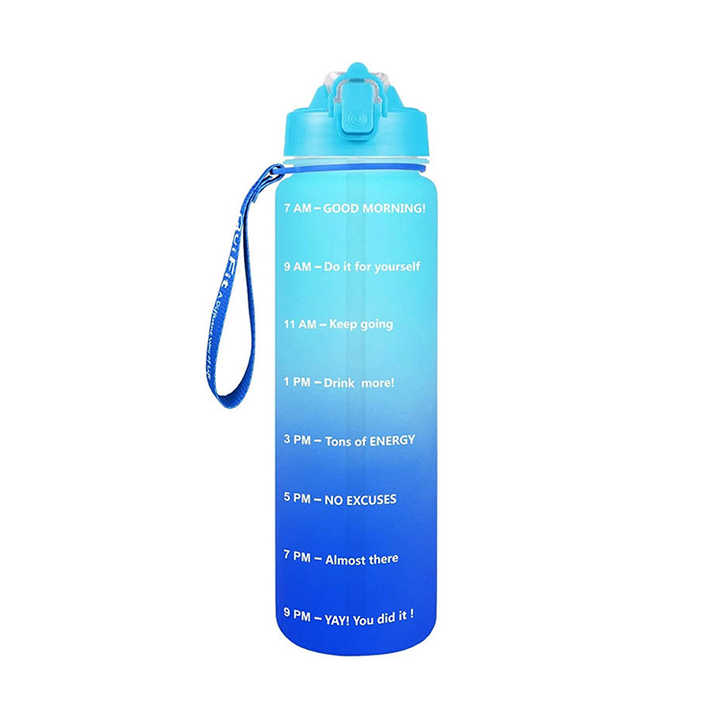 Garrafa De Agua Platico Personalizada 1 Litre Custom Water Bottle With Time Marker With Straw Bottles