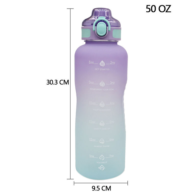 Custom Logo Plastic Bottle Gym 1.5 Liter 50Oz Half Gallon Motivational Sports Water Bottle for Sport With Time Mark