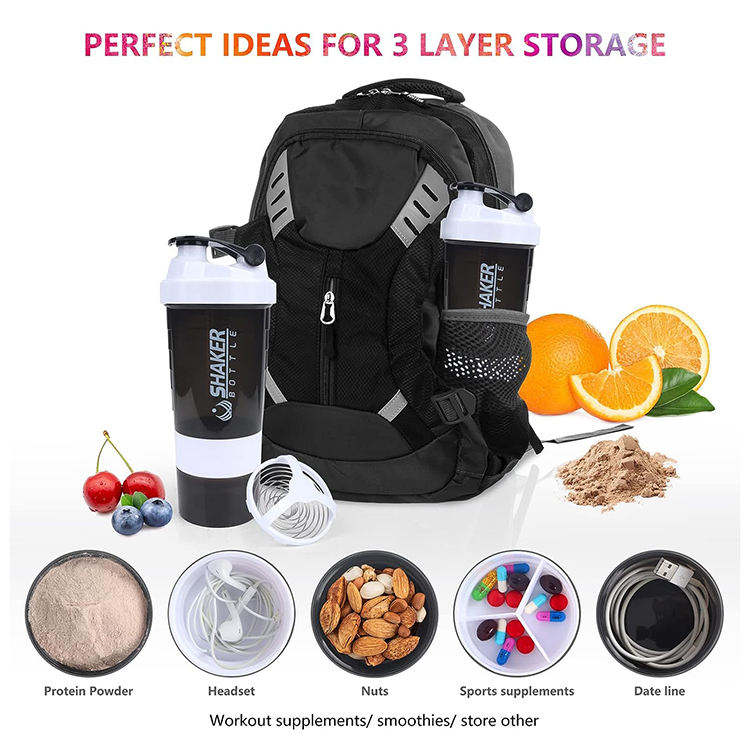 High Quality 600Ml 600 Ml Multi Functional Plastic Protein Gym Sports Shaker Bottle With Pill Box
