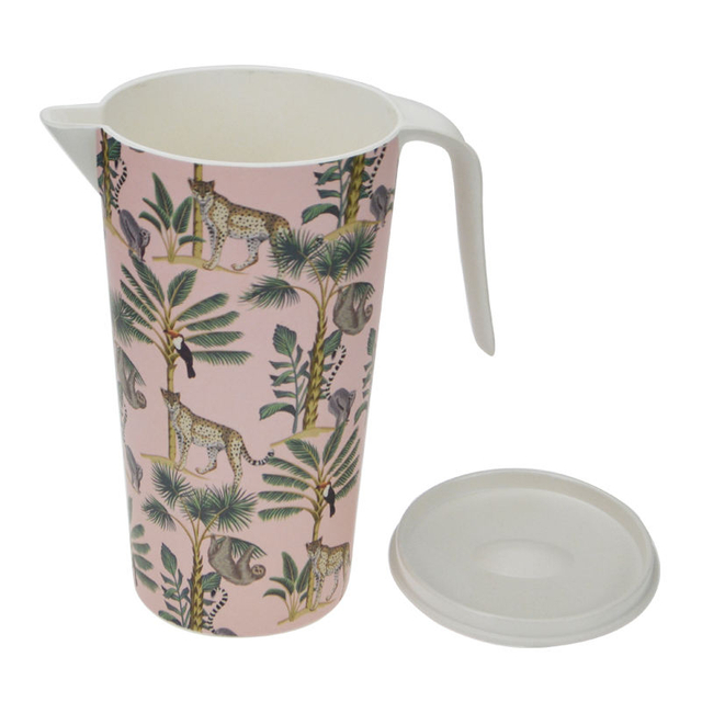 Bpa-free Bamboo Fiber Water Juice Jug With Side Handle for Home