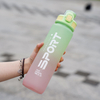 Wholesale Gradient Color BPA-Free 1L Fitness Outdoor Sports Kettle with Time Marked Large Plastic Incentive Water Bottle