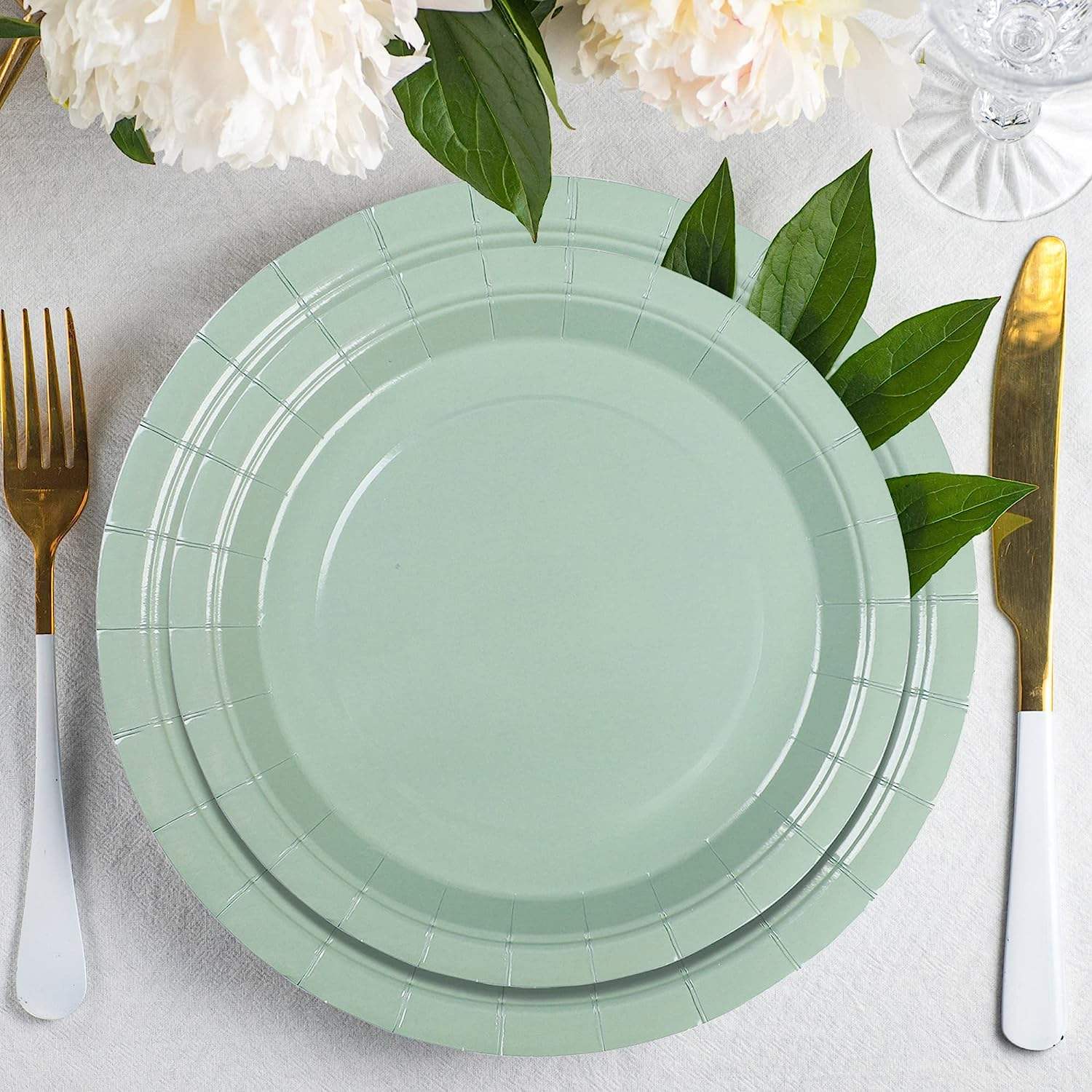 RPET 9 Inch Round Dinner Party Plates Dessert Plate for Wedding Baby Shower Birthday Bridal Shower Party Supplies