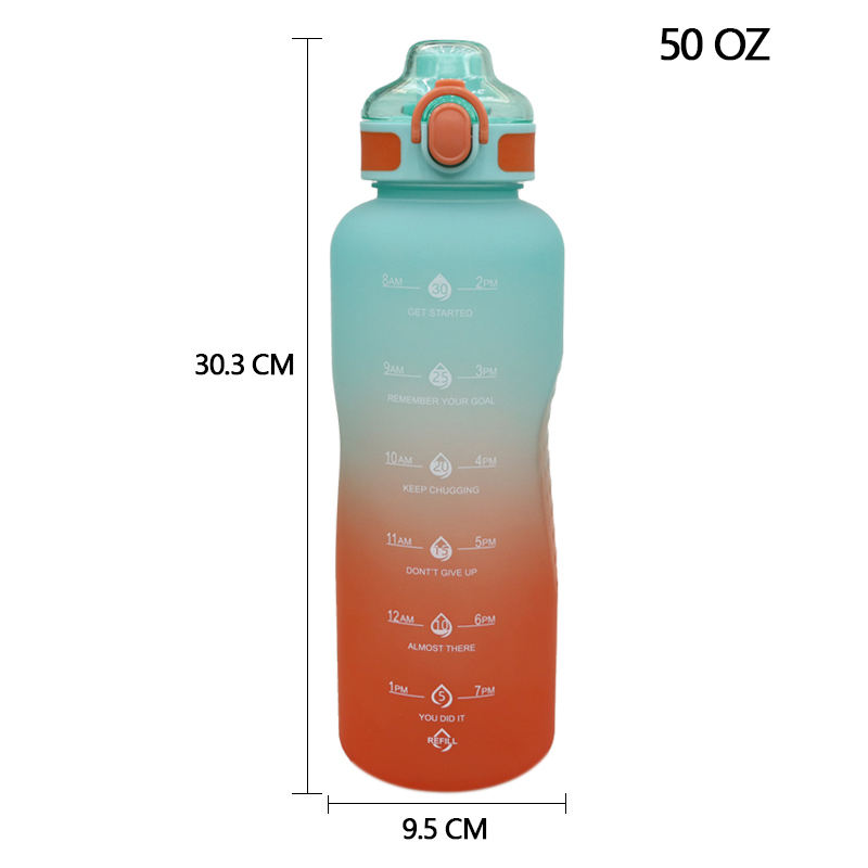 Wholesale 50Oz 1.5 Liter Nice Gradient Color Plastic Large Capacity Sports Chug Water Bottles Bottle