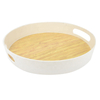 Customized Factory Supply Ivory Color Organic Natural Bamboo Fiber Tray With the Handle