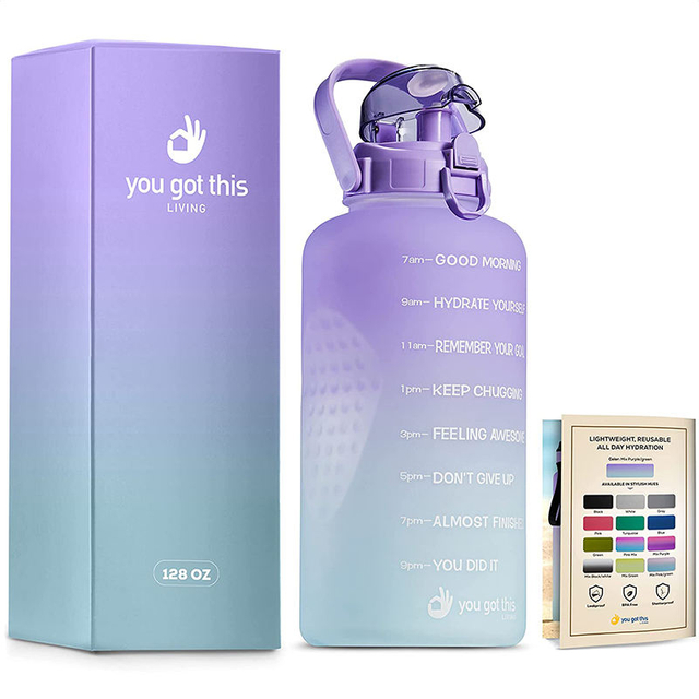 Gym Half Gallon Water Bottle Motivational Plastic Bottle Gym One 1 Gallon Water Bottle with Time Marker