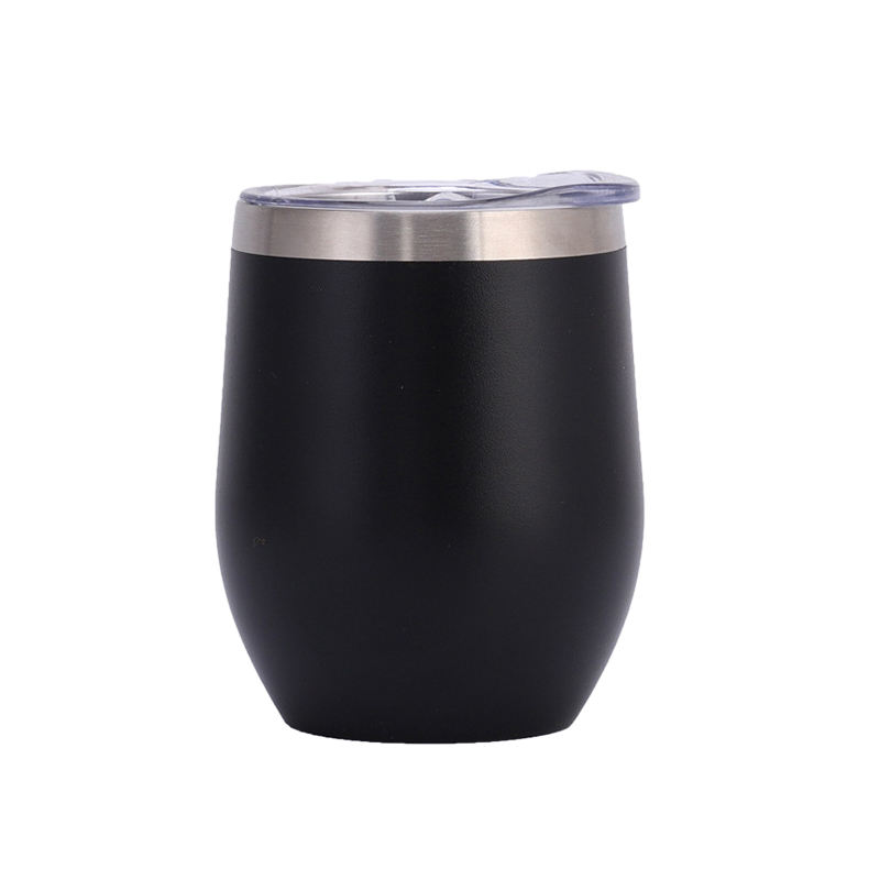 12oz High Quality Double Wall Insulated Custom Logo Stainless Steel Coffee Mugs Egg Shape Tumbler With Lid