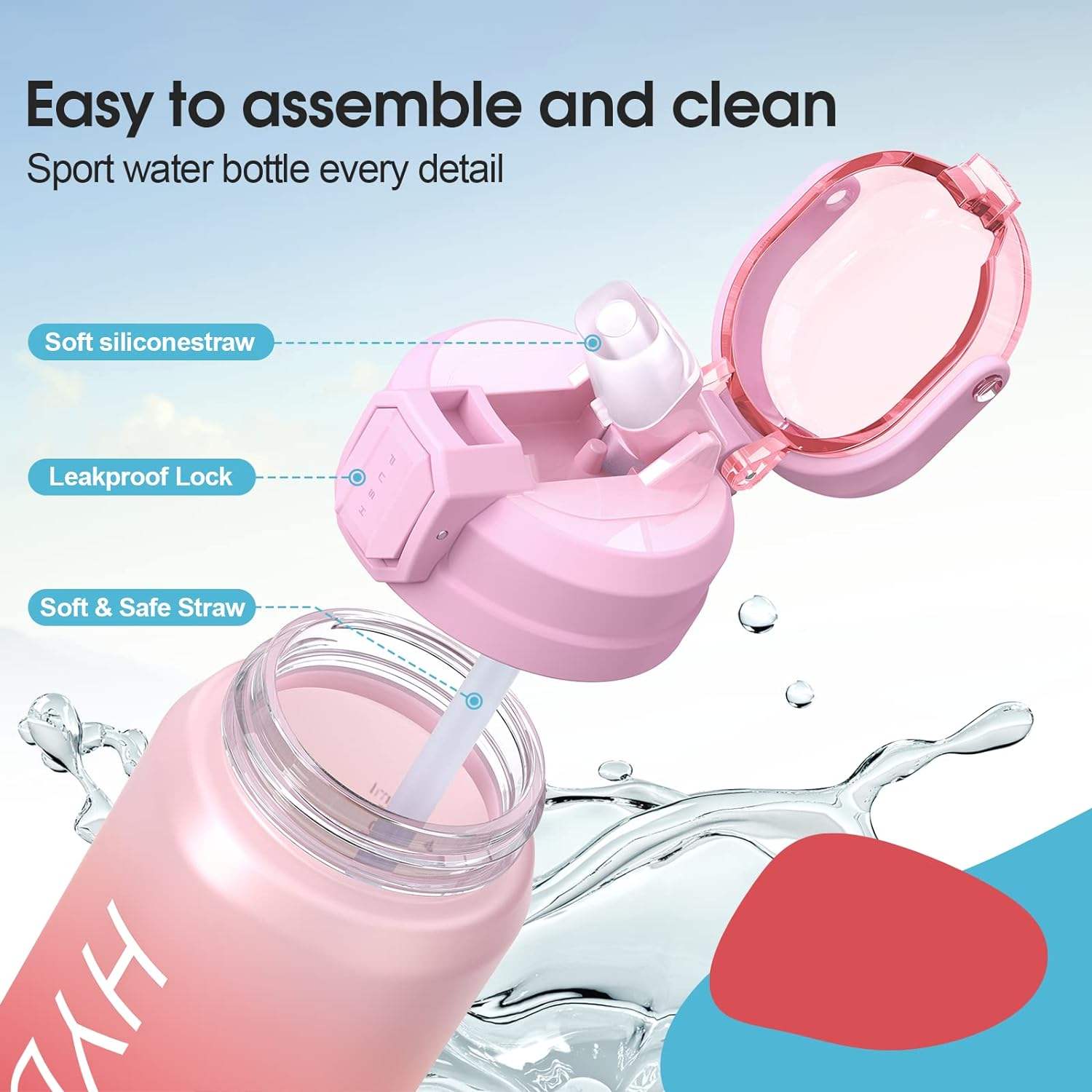 Factory Gradient Color BPA-Free 1L Fitness Outdoor Sports Water with Time Marked Large Plastic Incentive Water Bottle