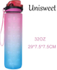 Gradient Leak Proof &Large 1 Liter 32 Oz BPA Free Water Bottle with Time Marker Fruit Infuser Strainer
