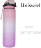 Gradient Leak Proof &Large 1 Liter 32 Oz BPA Free Water Bottle with Time Marker Fruit Infuser Strainer