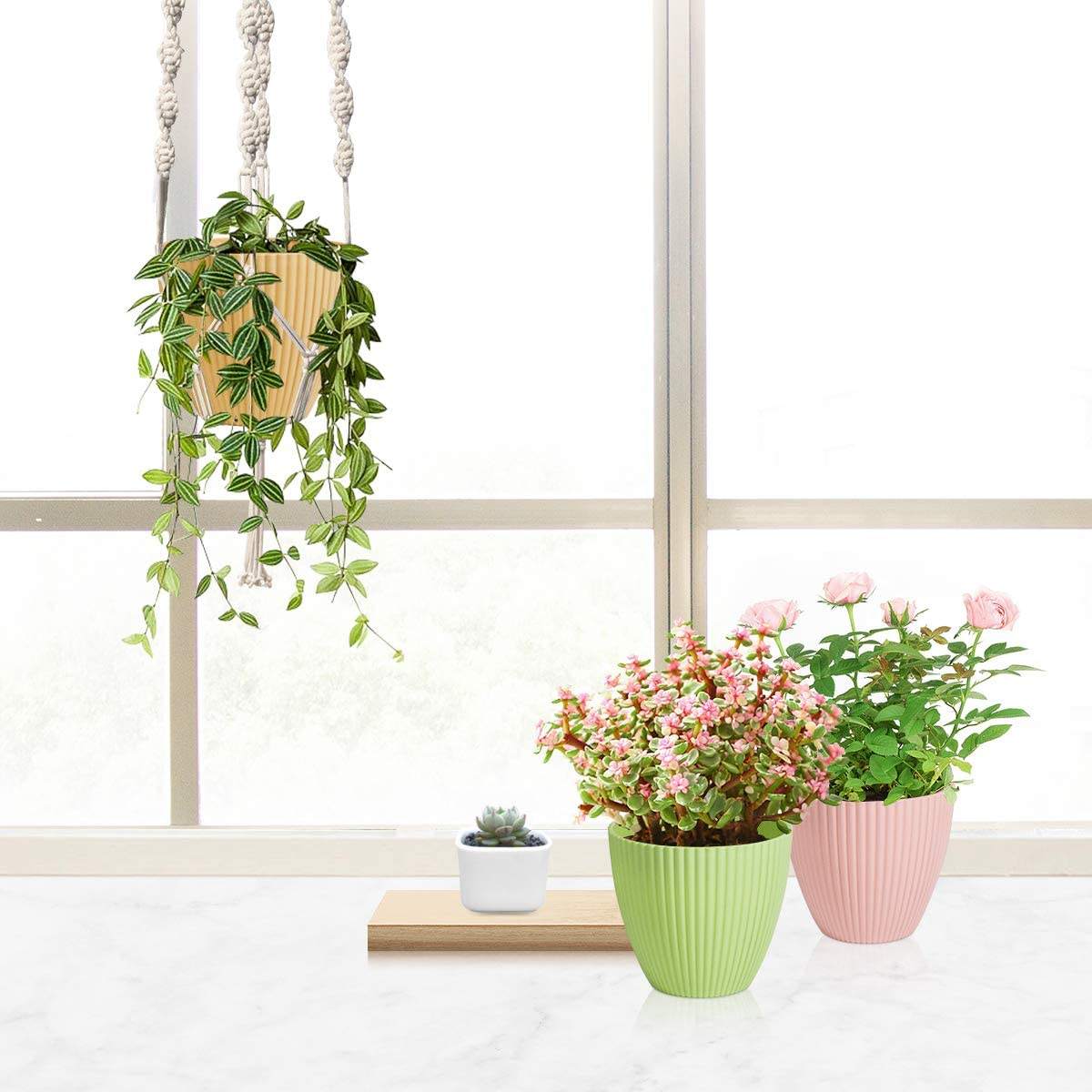 Eco-friendly Unbreakable Design Flower Pot Cheap Plant Biodegradable Custom Printing Bamboo Fiber Flower Pot Garden