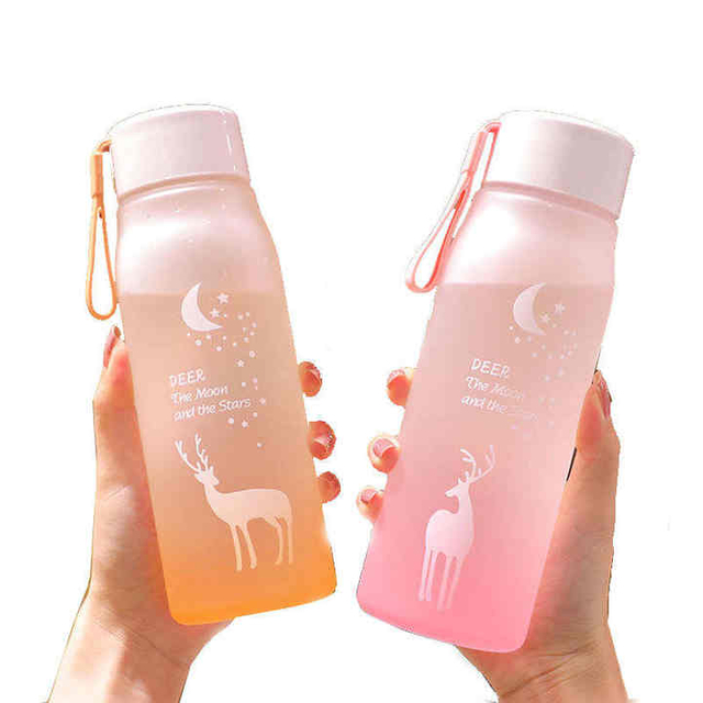 550Ml Printed Beautiful Leak Proof Direct Drinking Plastic Water Bottles With Strap for Girls