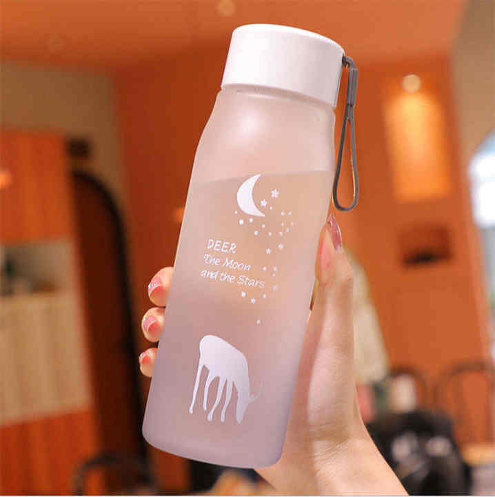 550Ml Printed Beautiful Leak Proof Direct Drinking Plastic Water Bottles With Strap for Girls