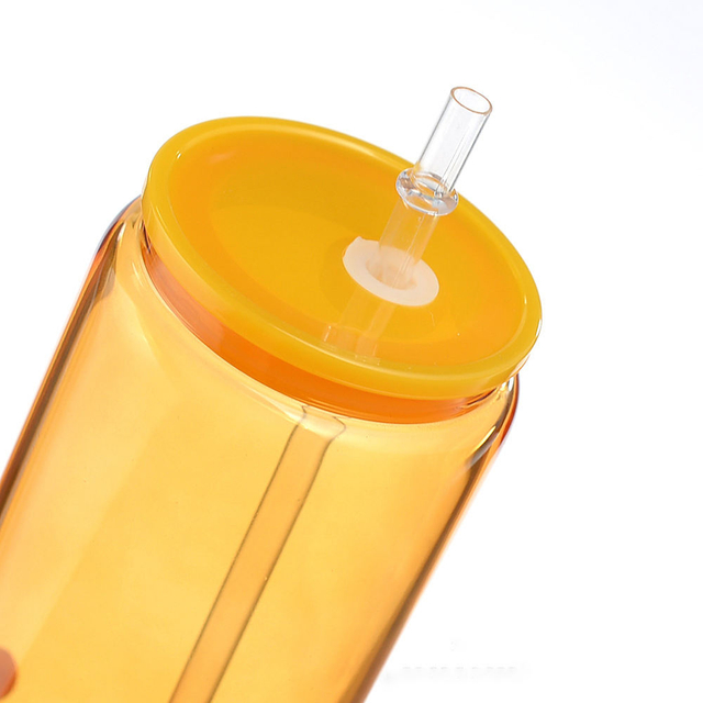 16Oz Cheap Stylish Modern Aesthetic Crystal Glass Water Bottles Cup With Long Straw