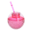 New Double Layered Ice Ball Drink Water Bottle with Straw Summer Outdoor Girl Student Straw Water Plastic Water Bottles Cup