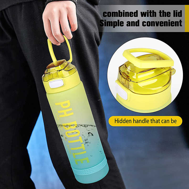 Custom Wholesale BPA Free Fitness Water Bottle Motivational Colorful 1000ml Straw Drinking Plastic Water Bottle With Time Marker