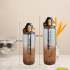 Outdoor Portable Gradient High Appearance Motivational Water Bottle With Straw