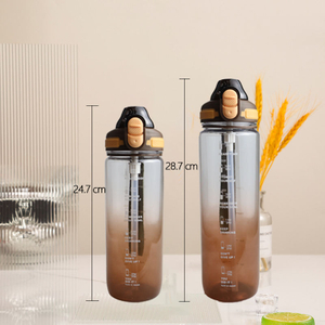 Outdoor Portable Gradient High Appearance Motivational Water Bottle With Straw