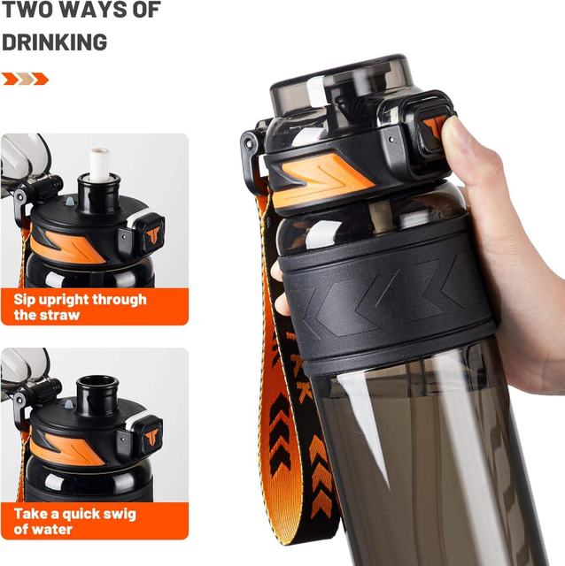 800ml/1000ml Tritan Custom Logo Student Straw Bottle Student Straw Portable High Capacity Sports Water Bottle