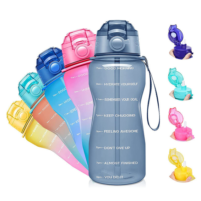 2 Litre/1 Gallon Plastic Large Capacity Portable Tritan Portable Sport Popular Custom logo Gym Water Bottle for Gym
