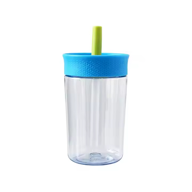 Wholesale Custom 450Ml Wide Mouth Travel Transparent Clear Plastic Tumbler Cups With Straw for Kids