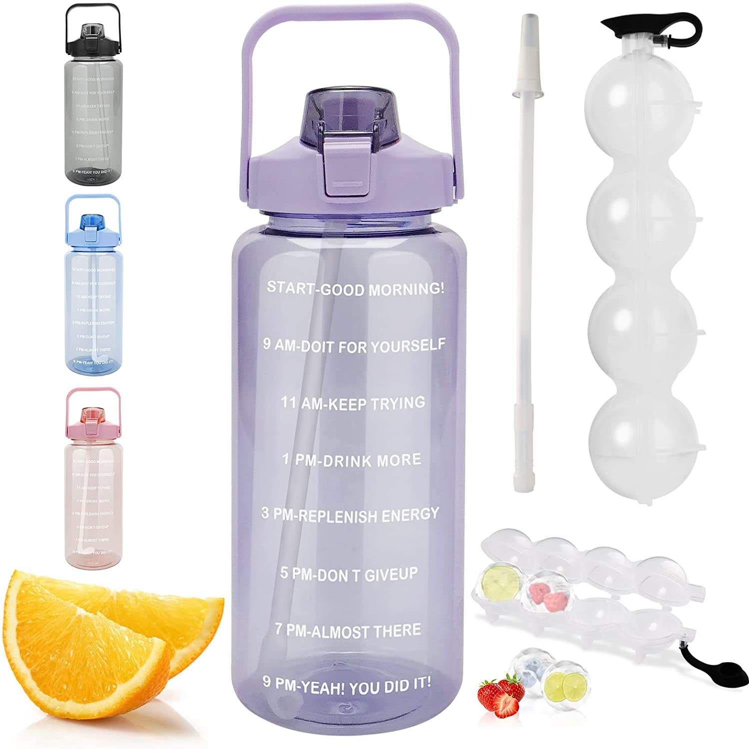 BPA FREE PETG Large 1 Gallon/128oz Motivational GYM Water Bottle With Time Marker
