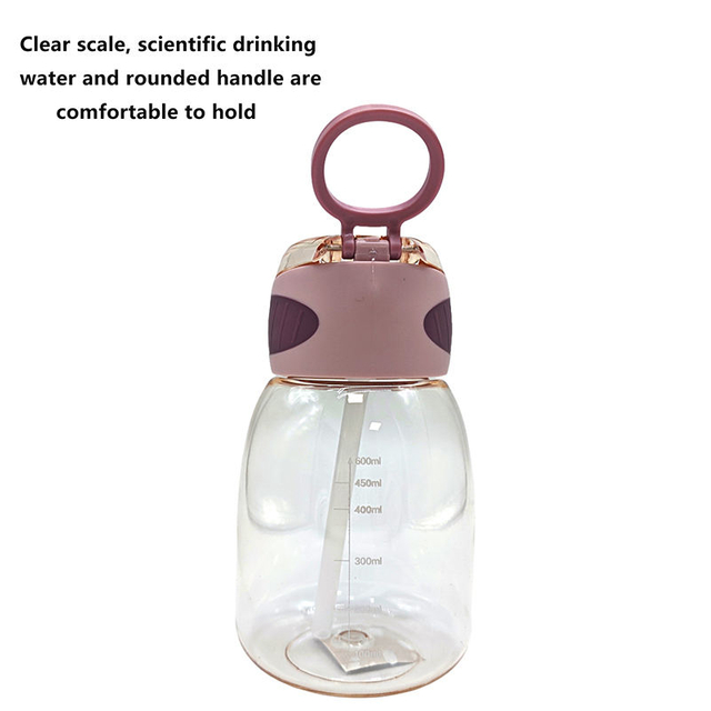 Custom Logo 600Ml Graduated Clear Transparent Kids Plastic Water Bottle Wholesale Bottles With Handle