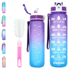 Bpa-Free 1L Sport Plastic Gradient Color Motivational Large Water Bottle With Time Marker With Straw