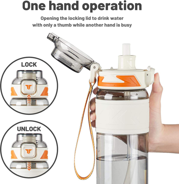 32oz Water Bottle with Straw 1000ml BPA Free Leakproof Plastic Bottle Dishwasher Safe Tritan Sports Water Bottle
