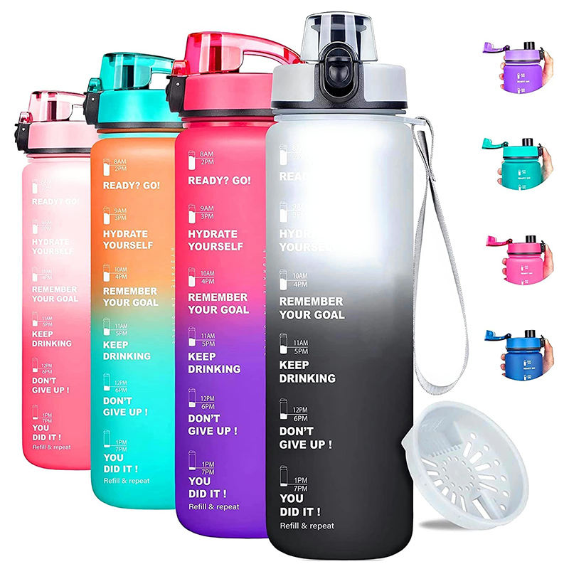 In Stock Leakproof BPA Free Drinking Water Bottle with Time Marker
