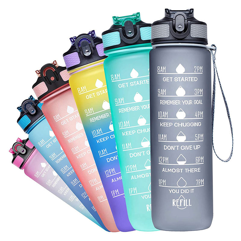 In Stock Leakproof BPA Free Drinking Water Bottle with Time Marker