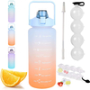 Water Bottle 1/2 Gallon Motivational Large Water Bottle With Time Marker & Straw