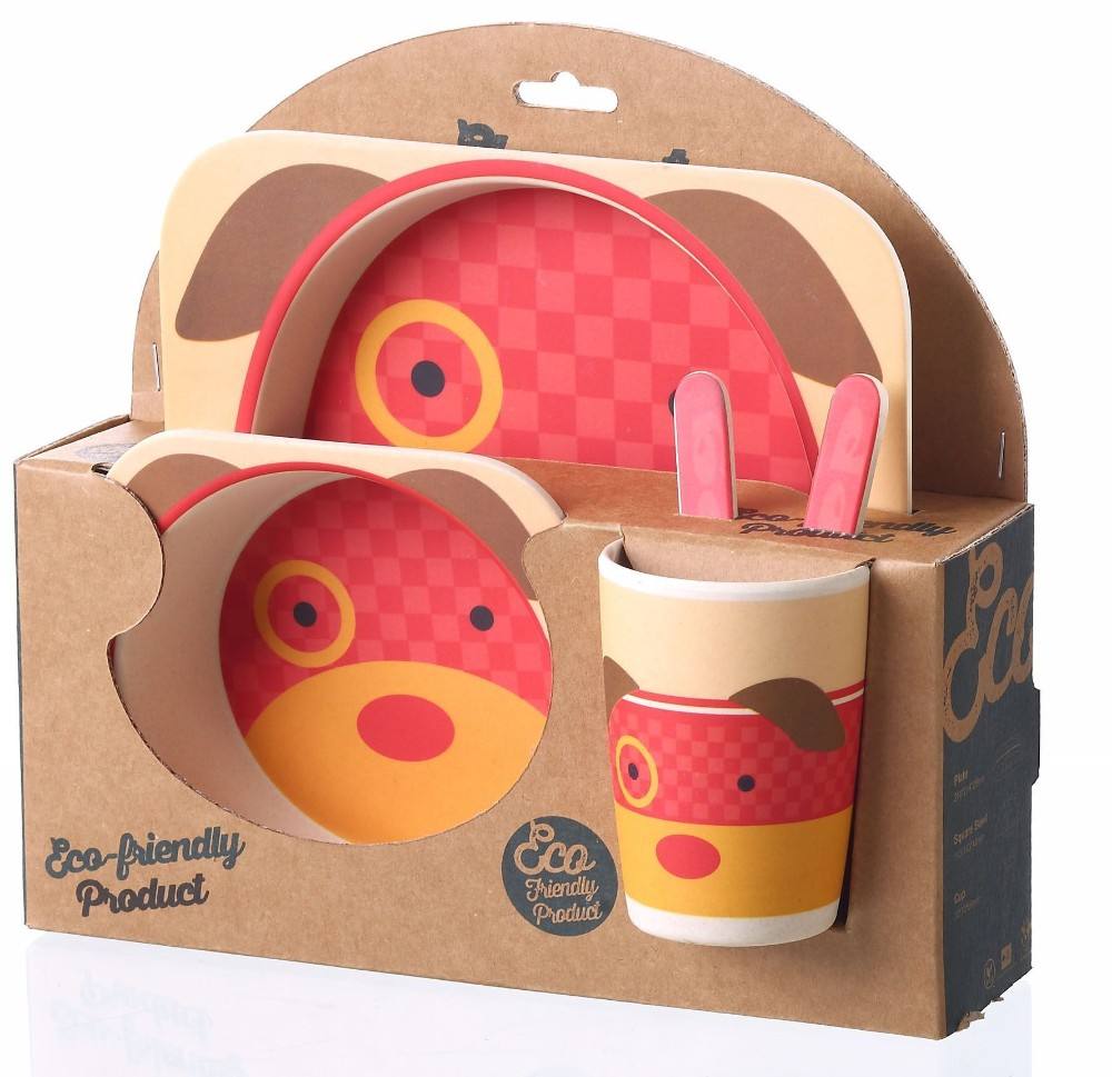 2020 Hot Sale Printing Cartoon Decal Printing Accept Customized Bamboo Fiber Dinnerware Set