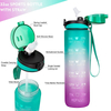 32 64oz Motivational Frosted Time Marked Plastic Gym Water Bottle 500ml 700 ml 1000ml