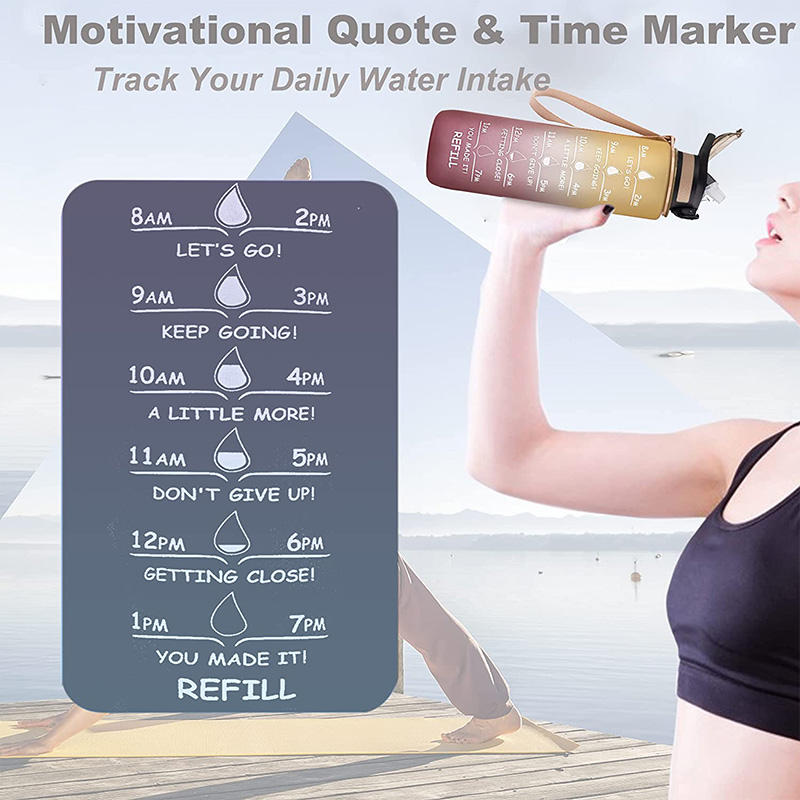 32oz 1L Time Marker Leakproof Bicycle Product Tritan Sport Frosted Plastic Water Bottle BPA Free