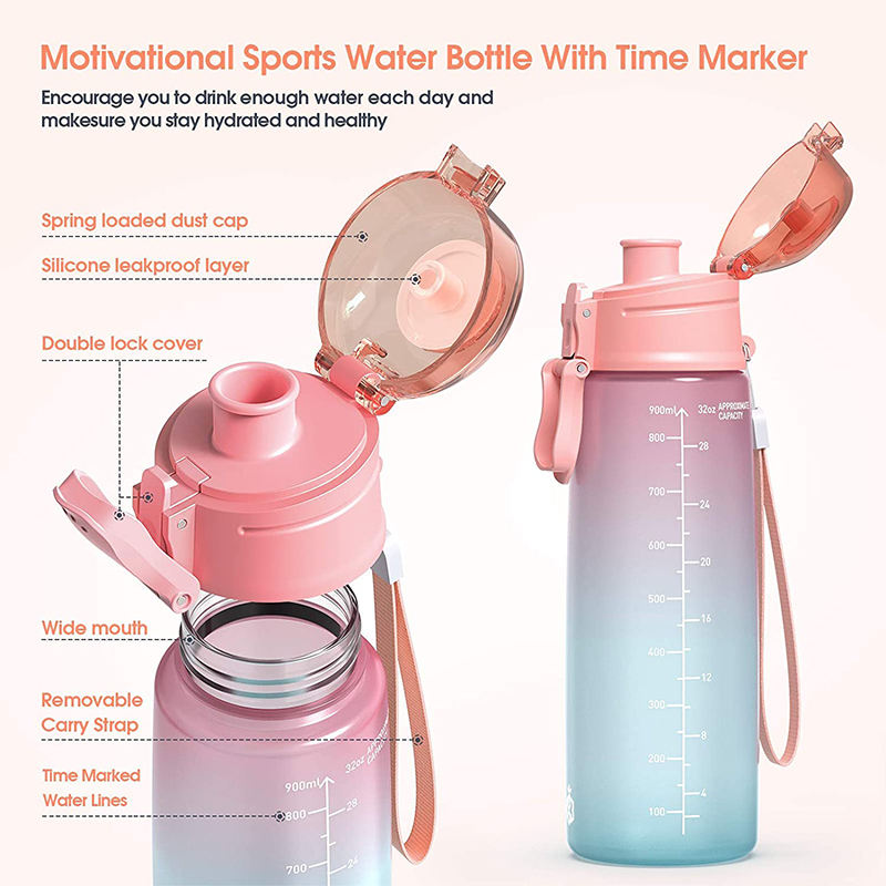 1L Fitness Tritan Sk Bpa Free Plastic Protein Custom logo Motivational Water Bottle for Sport