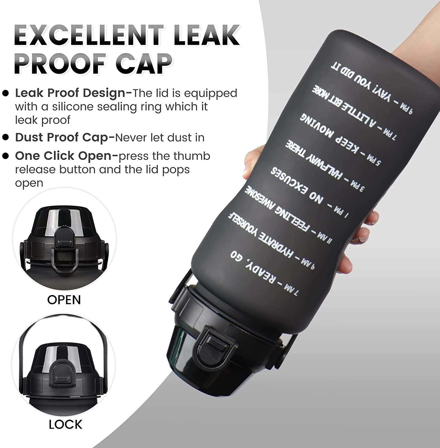 1 Gallon/half Gallon/2l Liter/64 oz Bpa Free Tritan Bottle Fitness Gym Sports Plastic Motivational Water Bottle With Time Marker