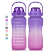 BPA FREE Half Gallon 64oz Gradient Color Motivational Plastic Sports Water Bottle with Time Marker