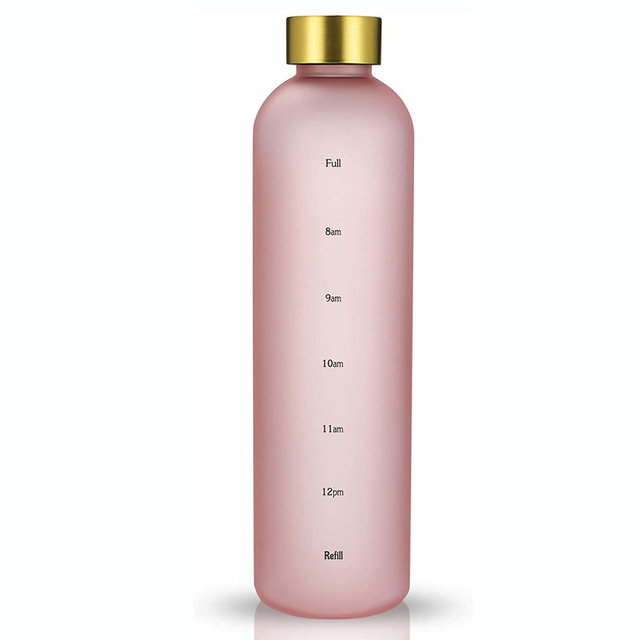 Leakproof Tritan BPA Free 1L Fitness Sports Water Jug with Time Marker Large Motivational Water Bottle
