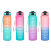 32 OZ Motivational Fashion Water Bottle With Time Marker to Drink BPA Free Frosted Plastic Water Bottle