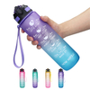 Gradient Drinking 1000ml 1L Plastic Creative Frosted Straw Cover Space Water Sports Bottle Outdoor Travel Mug with Silicone Hand